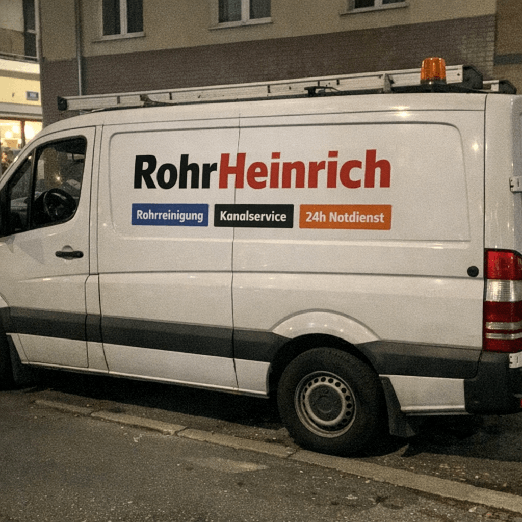 Weißer Servicewagen mit geöffnetem Heck und umfangreichem Werkzeug vor Wohnhaus